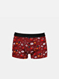 Modern Fit Baskılı Erkek Bordo Boxer