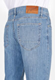 Loose Straight Fit   Erkek Mavi Jean Pantolon