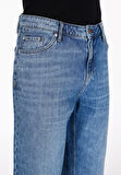 Straight Fit Orta Bel Düz Erkek Mavi Jean Şort