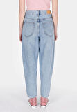 Barrel Fit   Kadın Mavi Jean Pantolon