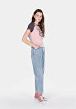 Barrel Fit   Kadın Mavi Jean Pantolon