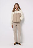 Regular Fit Kapüşonlu Fermuarlı Astarlı Suya Dayanıklı Kadın Bej Mont
