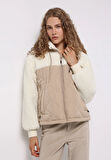 Regular Fit Kapüşonlu Fermuarlı Astarlı Suya Dayanıklı Kadın Bej Mont