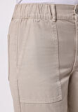 Regular Fit Yüksel Bel Geniş Paça Kadın Bej  Pantolon