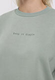 Regular Fit Yuvarlak Yaka Baskılı Kadın Yeşil Sweatshirt