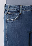Loose Fit Düşük Bel Geniş Paça Kadın İndigo Jean Pantolon