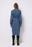 Slim Fit Düz Kadın Mavi Kolsuz Elbise