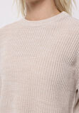 Regular Fit Yuvarlak Yaka Çizgili Kadın Ekru Kazak