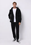 Slim Fit     Erkek Siyah Yağmurluk