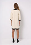 Regular Fit Düz Kadın Ekru ¾ Kol Elbise