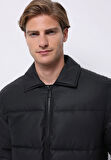 Regular Fit     Erkek Siyah Mont Pu
