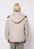 Regular Fit Kapüşonlu Fermuarlı Astarlı Çıkarılabilir Kapüşonlu Kadın Bej Mont