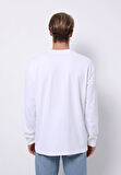 Comfort Fit Yuvarlak Yaka Düz Erkek Beyaz Uzun Kol Tişört
