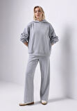 Regular Fit Orta Bel Düz Kadın Gri Eşofman Altı