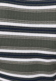 Slim Fit Yuvarlak Yaka Çizgili Kadın Yeşil Kısa Kol Tişört