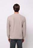 Regular Fit Yuvarlak Yaka Jakarlı Erkek Bej Kazak
