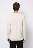 Regular Fit Yuvarlak Yaka Jakarlı Erkek Ekru Kazak