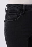 Straight Fit Yüksel Bel Düz Paça Kadın Siyah Jean Pantolon