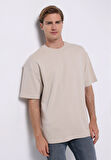 Oversize Fit Yuvarlak Yaka Düz Erkek Taş Kısa Kol Tişört