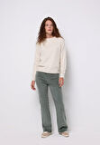 Regular Fit Yuvarlak Yaka Düz Kadın Ekru Kazak