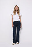 Regular Fit Orta Bel Bootcut Kadın Lacivert Jean Pantolon