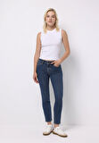 Slim Fit  Dar Paça Kadın İndigo Jean Pantolon