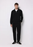 Loose Fit Orta Bel Düz Erkek Siyah Eşofman Altı