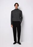 Regular Fit Turtle Neck Jakarlı Erkek Antrasit Kazak
