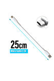 Kısa Şarj Kablosu 25cm Powerbank Telefon Şarj Kablosu 25cm