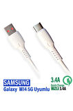 Samsung Galaxy M14 5G Şarj Kablosu 3.4A 20W HIZLI Şarj Aleti Kablosu
