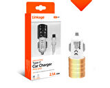 Metal Type-C 2.1A/10W 2XUSB Araç Şarjı 1mt Type-C Şarj Kablosu LKC-07