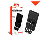 10000 mAh PD 15W Dahili Type-C,Lightning, Mikro, USB LCD Ekran Kablosuz Wireless Powerbank LKP-38
