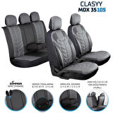
Citroen C4 Uyumlu Full Deri Oto Koltuk Kılıfı Ön Arka Set Classy Model Gri Siyah SC