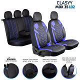 Kia Nino Uyumlu Full Deri Oto Koltuk Kılıfı Ön Arka Set Classy Model Mavi Siyah SC