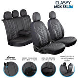 
KİA Rio Eski Uyumlu Full Deri Oto Koltuk Kılıfı Ön Arka Set Classy Model Siyah Beyaz SC