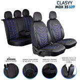 
Toyota Auris Uyumlu Full Deri Oto Koltuk Kılıfı Ön Arka Set Classy Model Siyah Mavi SC