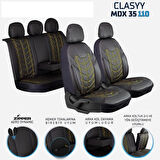 Opel Corsa F Uyumlu Full Deri Oto Koltuk Kılıfı Ön Arka Set Classy Model Siyah Sarı SC