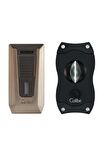 Colibri Slide 2 Torch Bronz Çakmak Siyah V Puro Kesici Premium Puro Seti