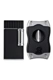 Colibri Julius Çakmak & SV-Cut Krom-Siyah Premium Puro Seti