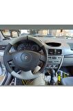 Renault Symbol -clio 2 (2001-2003 )Gri- Siyah noktalı deri Direksiyon Kılıfı Araca Özel Tam Kaplayan