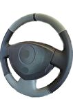 Renault Symbol -clio 2 (2001-2003 )Gri- Siyah noktalı deri Direksiyon Kılıfı Araca Özel Tam Kaplayan