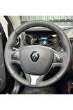 Renault Clio 4 2013 Faz 1 Joy Paket Uyumlu - Spor Desen Direksiyon Kılıfı Siyah Dikiş