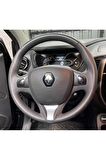 Renault Clio 4 2013 Faz 1 Joy Paket Uyumlu - Spor Desen Direksiyon Kılıfı Siyah Dikiş