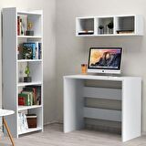 Çalışma Masası Raflı Kitaplıklı Beyaz - CLM0301