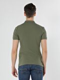 Slim Fit Polo Yaka Erkek Açık Haki Polo Kısa Kol