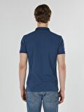 Slim Fit Polo Yaka Erkek İndigo Polo Kısa Kol