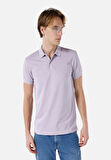 Classic Fit Polo Yaka Düz Erkek Mor Kısa Kol Tişört