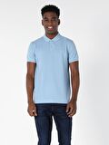 Regular Fit Polo Yaka Erkek Mavi Polo Kısa Kol