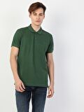 Regular Fit Polo Yaka Erkek Koyu Yeşil Polo Kısa Kol