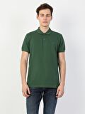Regular Fit Polo Yaka Erkek Koyu Yeşil Polo Kısa Kol